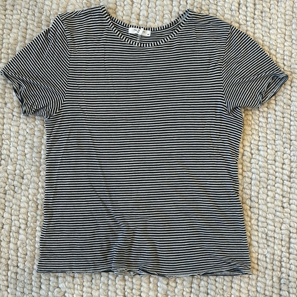 Rag & bone black and white striped t shirt size small